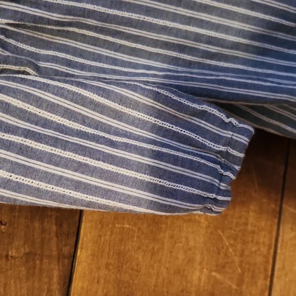 J. Jill Blue Striped Button-Up Peasant Top - Picture 3 of 9